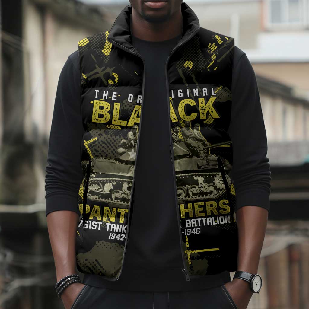 The Original Black Panthers 761st Tank Battalion Sleeveless Puffer Jacket African American Heroes - Wonder Print Shop