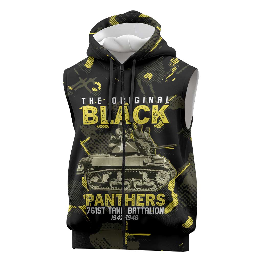 The Original Black Panthers 761st Tank Battalion Sleeveless Zip Hoodie African American Heroes - Wonder Print Shop