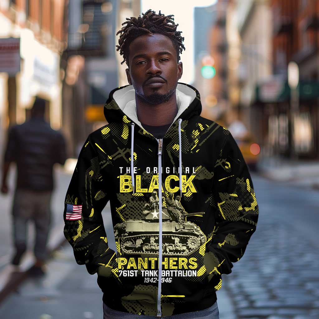The Original Black Panthers 761st Tank Battalion Zip Hoodie African American Heroes - Wonder Print Shop