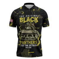 The Original Black Panthers 761st Tank Battalion Zipper Polo Shirt African American Heroes - Wonder Print Shop