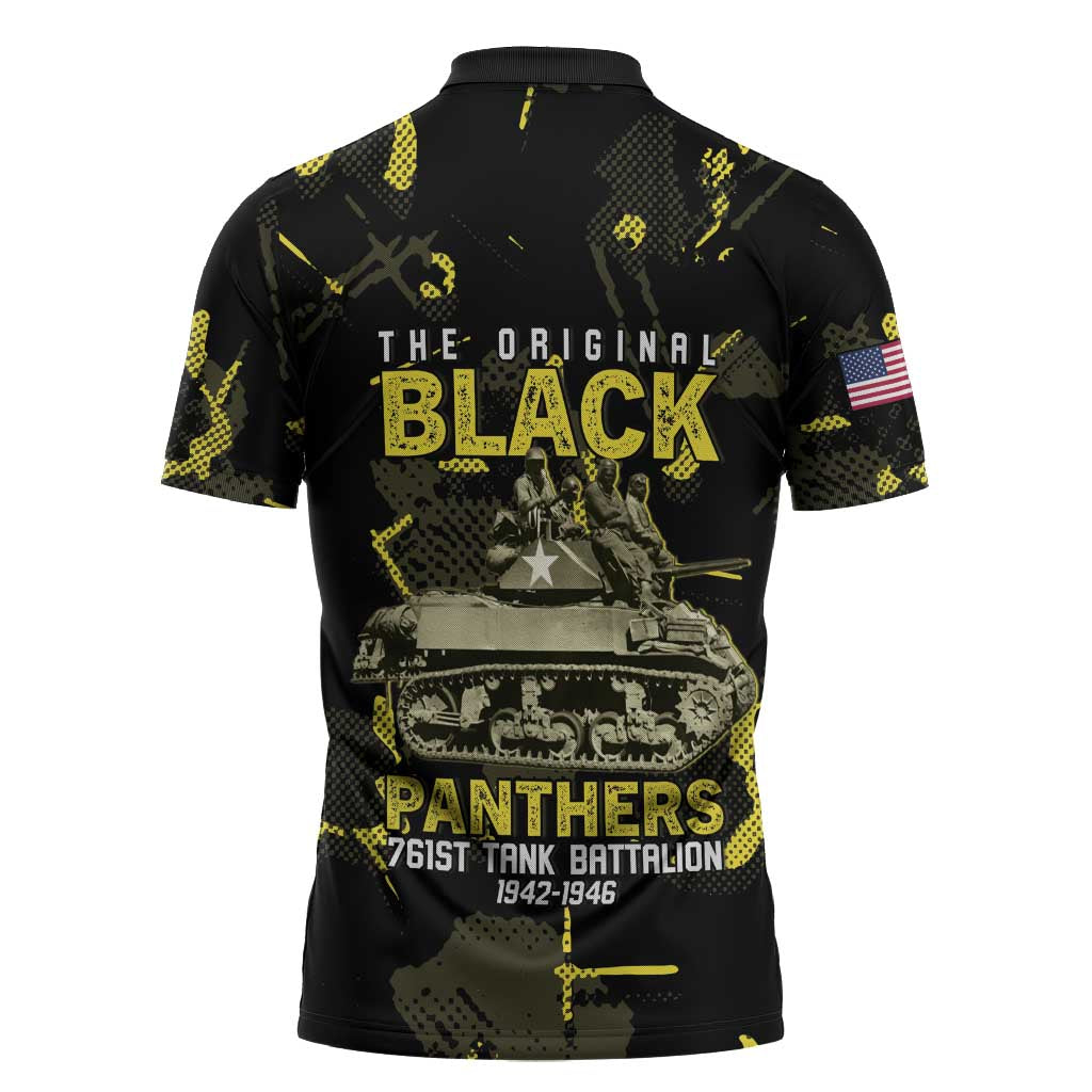 The Original Black Panthers 761st Tank Battalion Zipper Polo Shirt African American Heroes - Wonder Print Shop