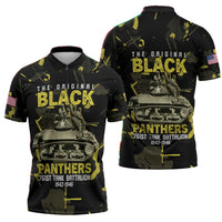 The Original Black Panthers 761st Tank Battalion Zipper Polo Shirt African American Heroes - Wonder Print Shop