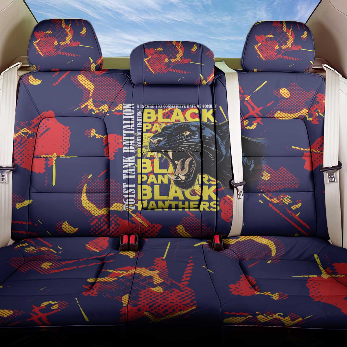 761st Tank Battalion Black Panthers Back Car Seat Cover Legendary African American WWII - Wonder Print Shop