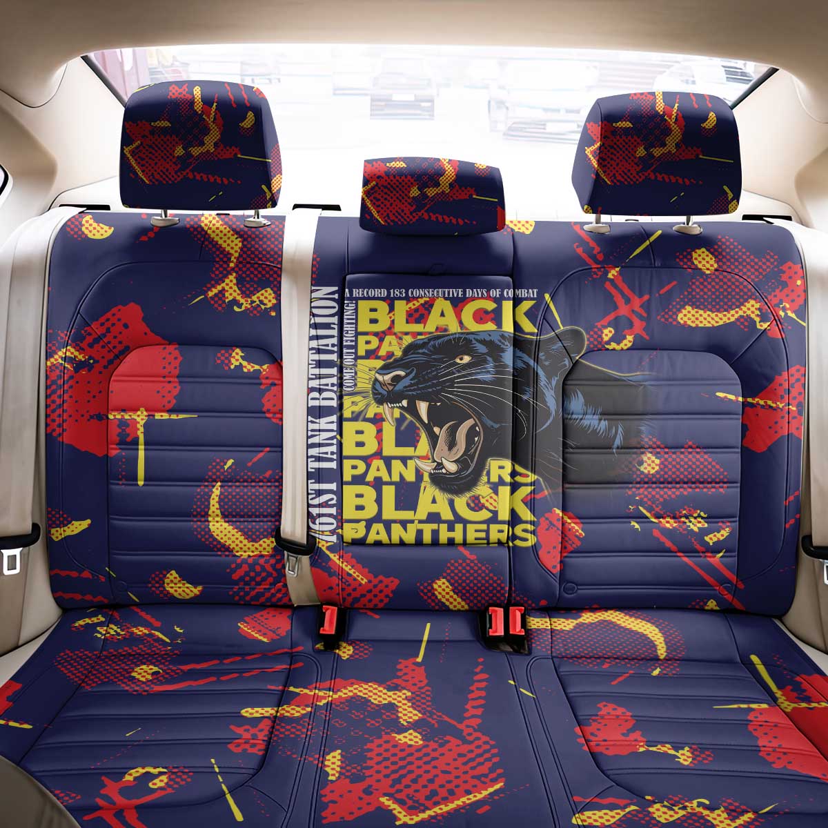 761st Tank Battalion Black Panthers Back Car Seat Cover Legendary African American WWII - Wonder Print Shop