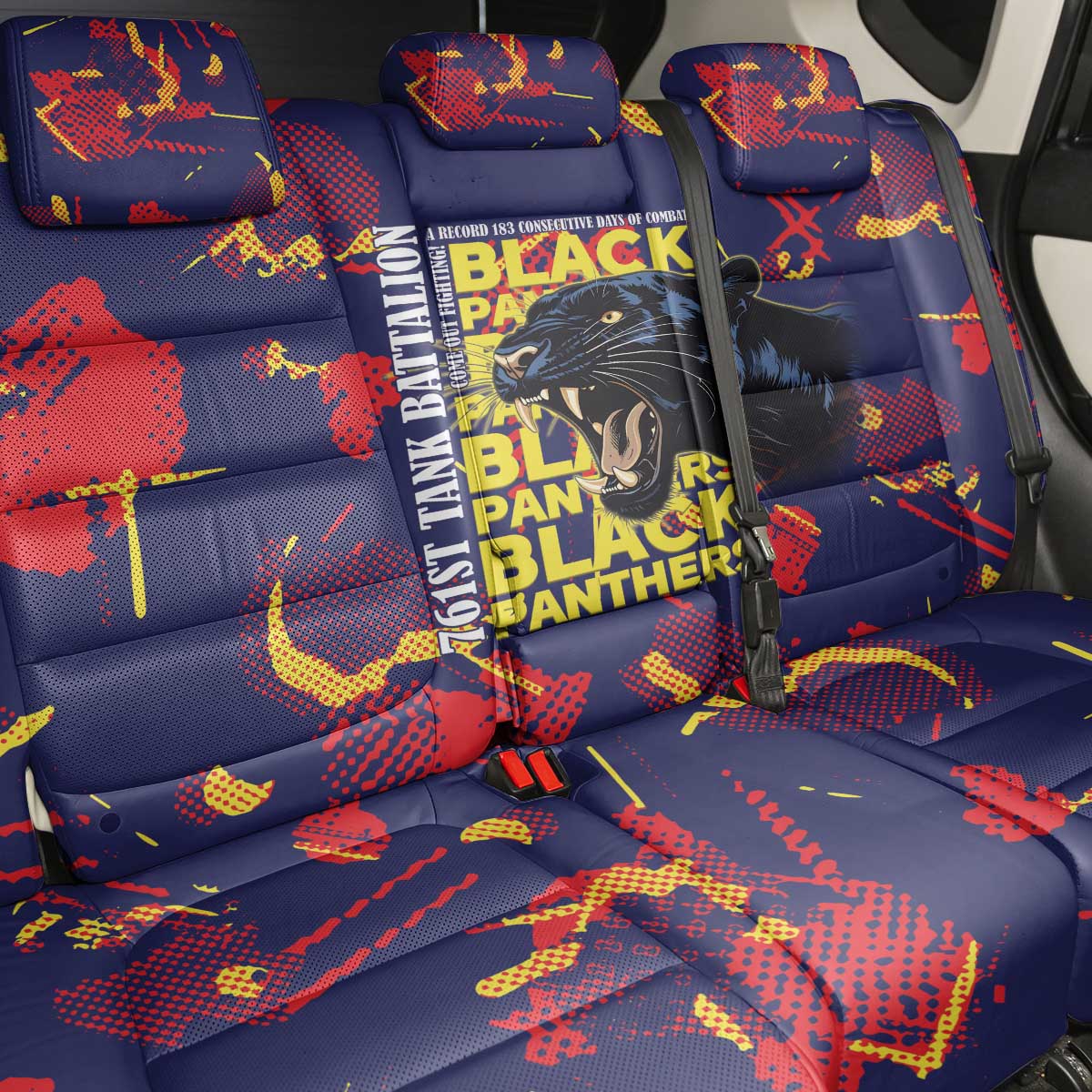 761st Tank Battalion Black Panthers Back Car Seat Cover Legendary African American WWII - Wonder Print Shop