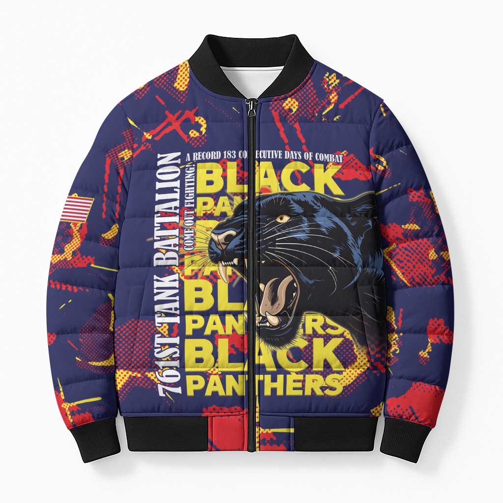 761st Tank Battalion Black Panthers Bomber Puffer Jacket Legendary African American WWII - Wonder Print Shop