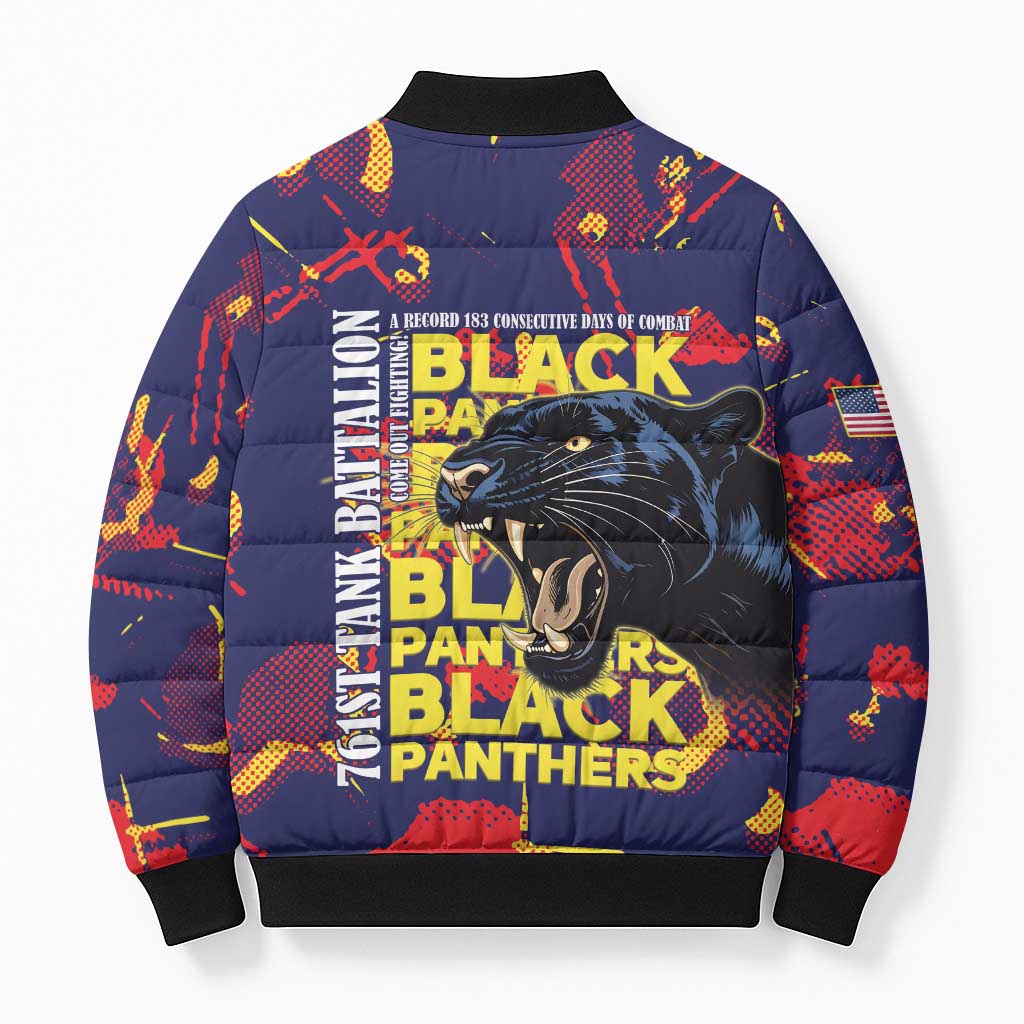 761st Tank Battalion Black Panthers Bomber Puffer Jacket Legendary African American WWII - Wonder Print Shop
