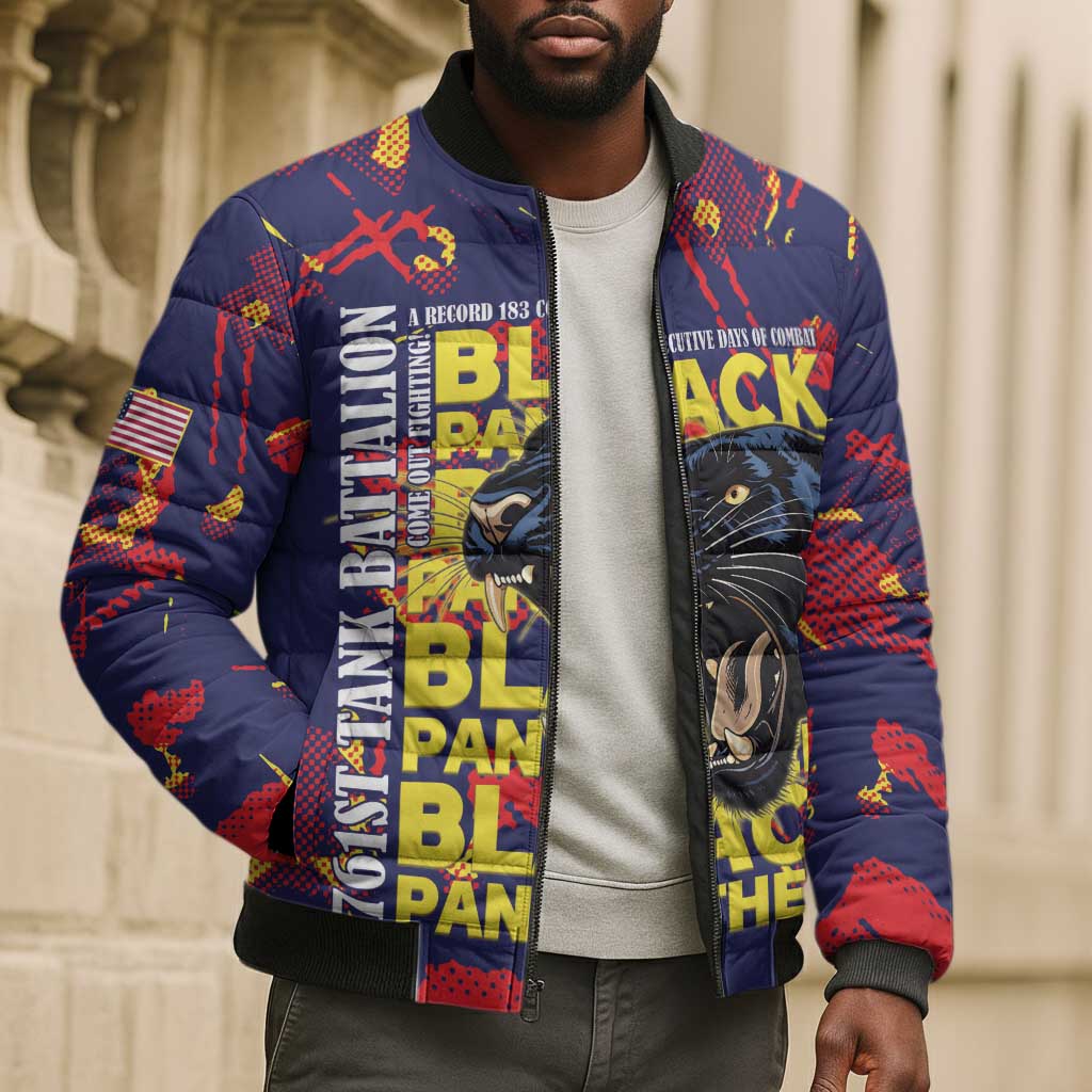 761st Tank Battalion Black Panthers Bomber Puffer Jacket Legendary African American WWII - Wonder Print Shop