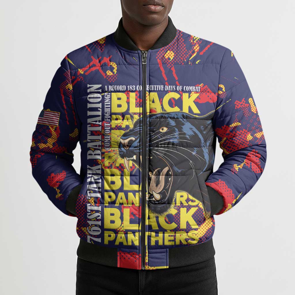 761st Tank Battalion Black Panthers Bomber Puffer Jacket Legendary African American WWII - Wonder Print Shop