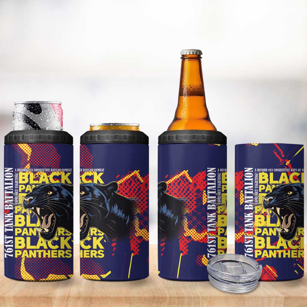 761st Tank Battalion Black Panthers 4 in 1 Can Cooler Tumbler Legendary African American WWII - Wonder Print Shop