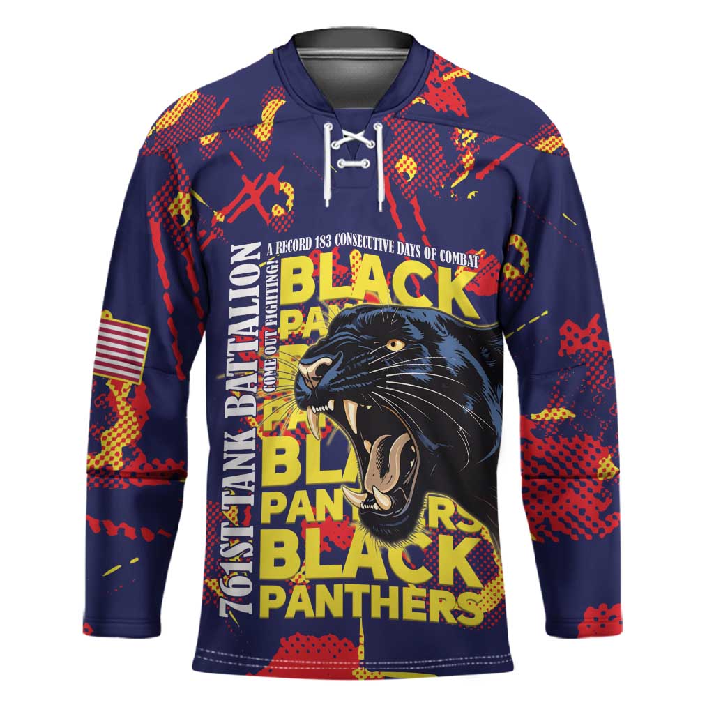 761st Tank Battalion Black Panthers Hockey Jersey Legendary African American WWII - Wonder Print Shop