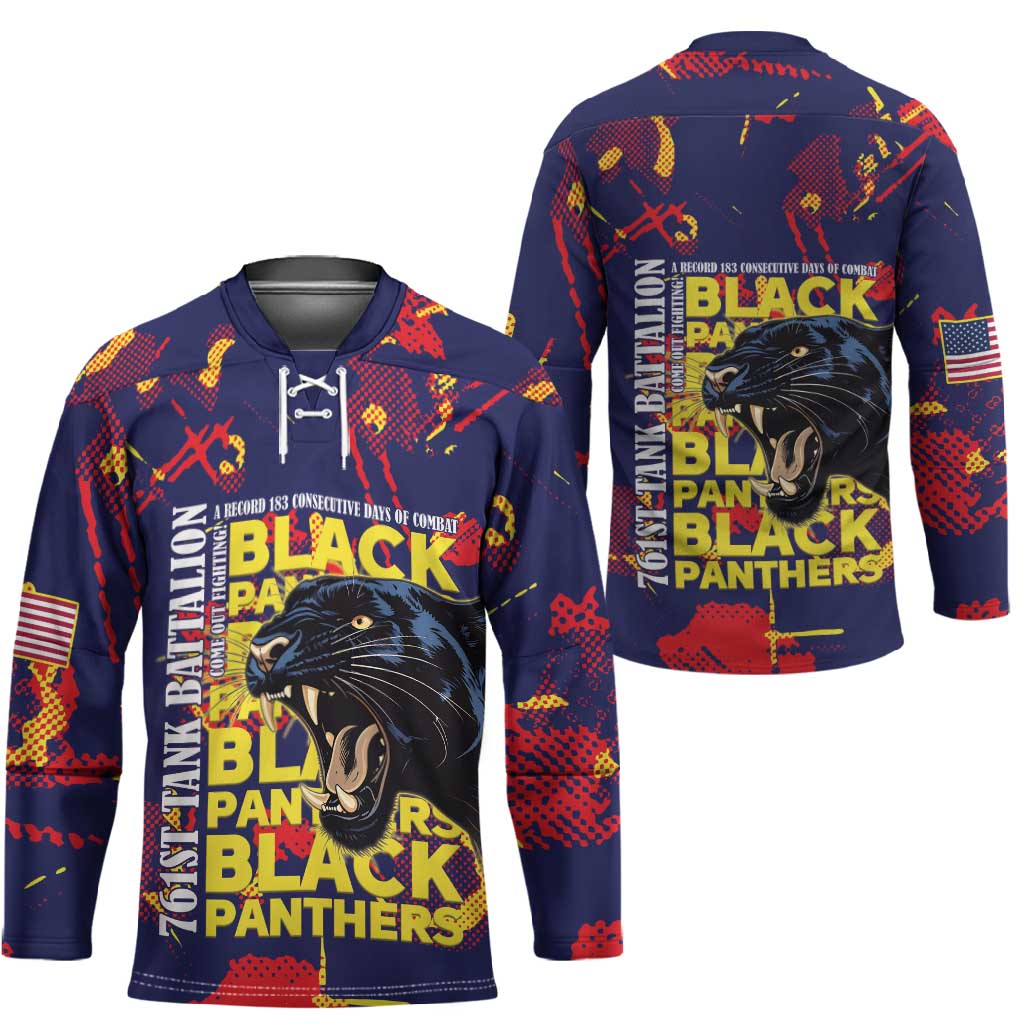 761st Tank Battalion Black Panthers Hockey Jersey Legendary African American WWII - Wonder Print Shop