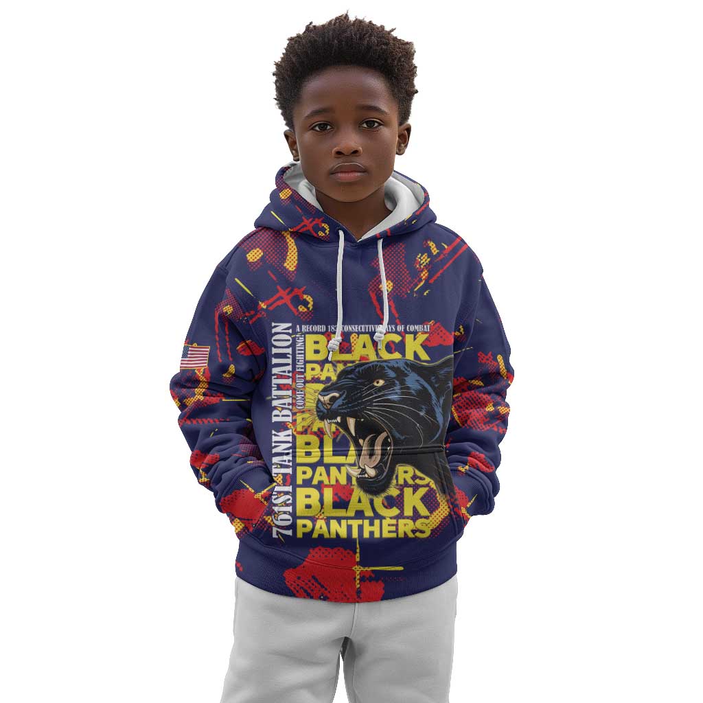 761st Tank Battalion Black Panthers Kid Hoodie Legendary African American WWII - Wonder Print Shop