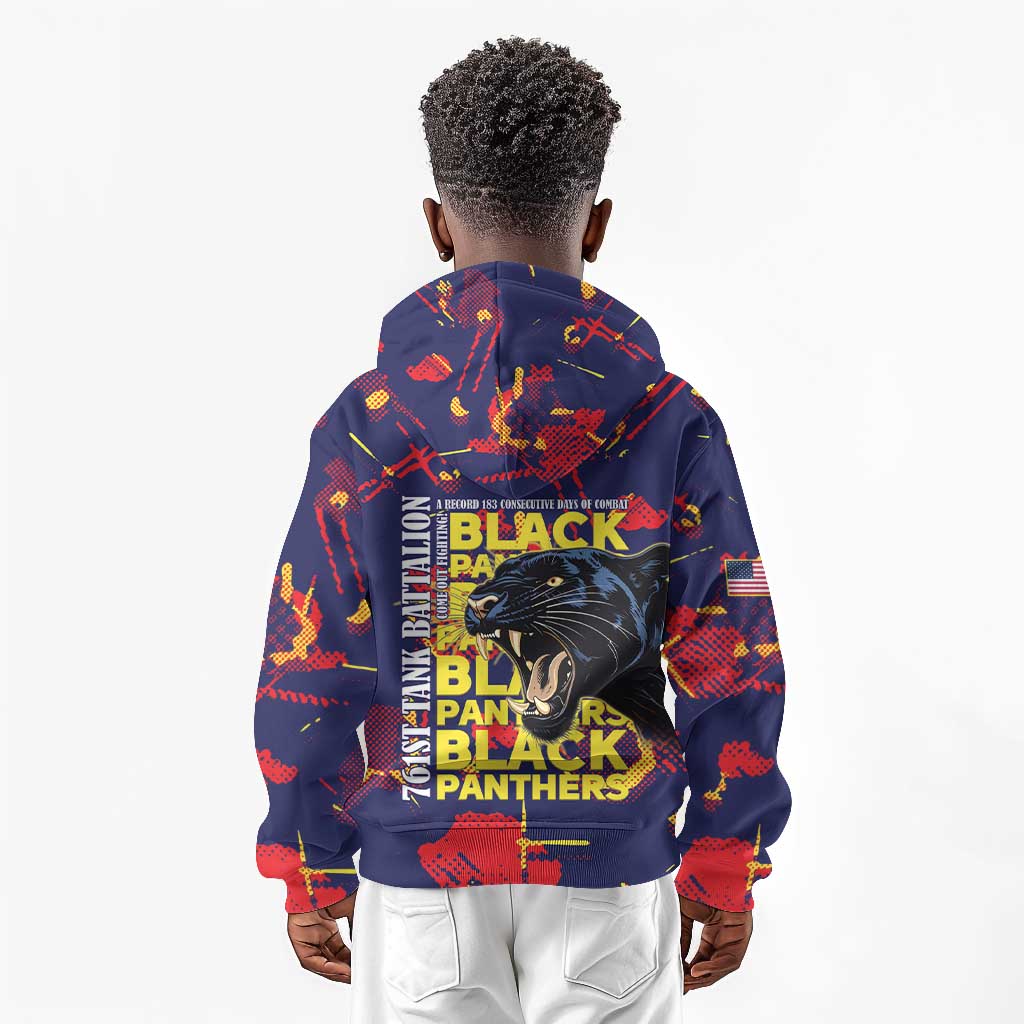 761st Tank Battalion Black Panthers Kid Hoodie Legendary African American WWII - Wonder Print Shop