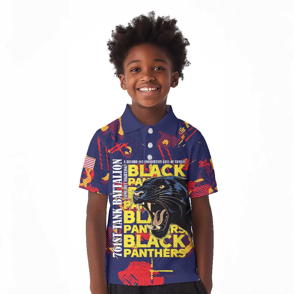 761st Tank Battalion Black Panthers Kid Polo Shirt Legendary African American WWII - Wonder Print Shop