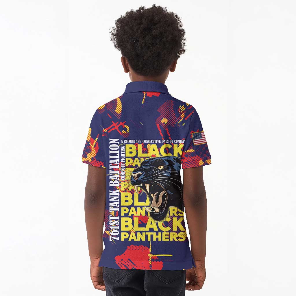 761st Tank Battalion Black Panthers Kid Polo Shirt Legendary African American WWII - Wonder Print Shop