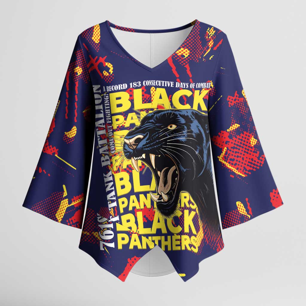 761st Tank Battalion Black Panthers Kimono Sleeve Blouse Legendary African American WWII - Wonder Print Shop