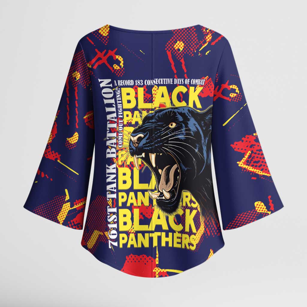 761st Tank Battalion Black Panthers Kimono Sleeve Blouse Legendary African American WWII - Wonder Print Shop