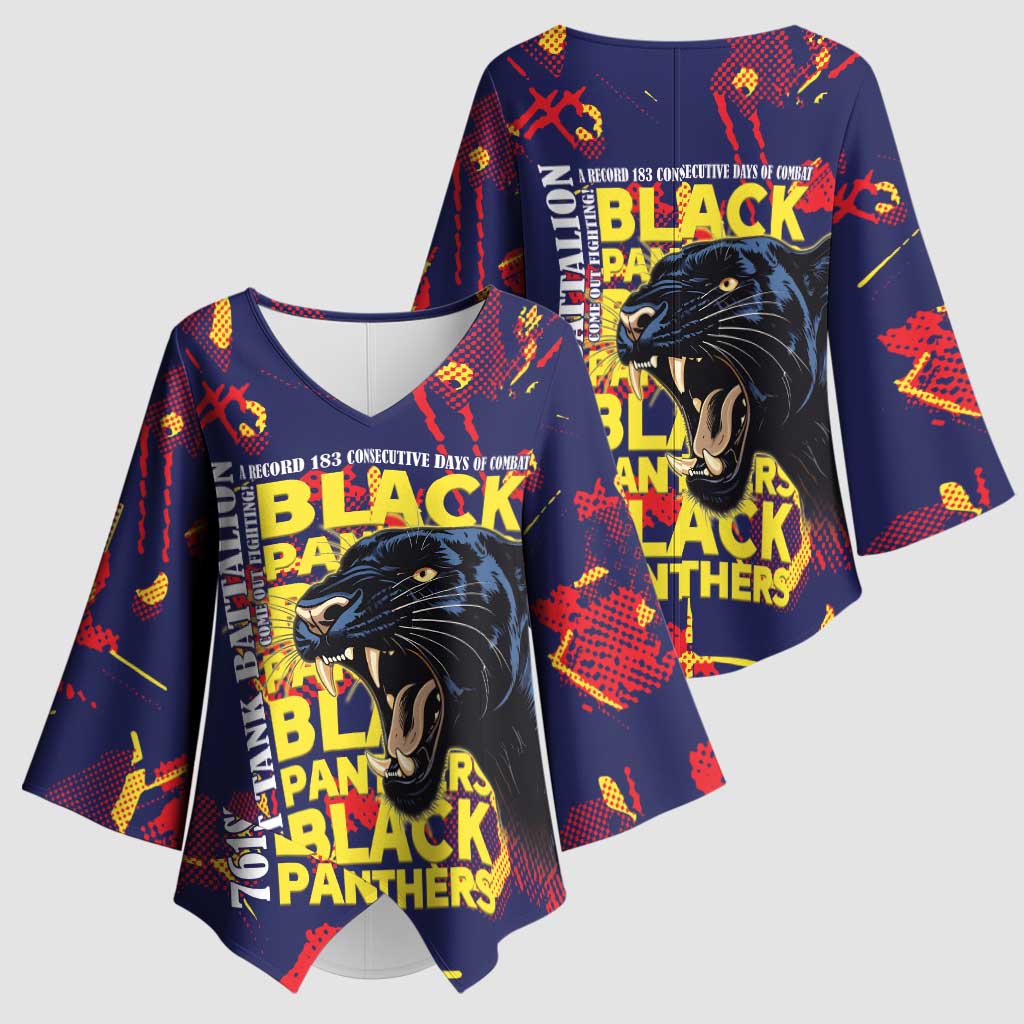 761st Tank Battalion Black Panthers Kimono Sleeve Blouse Legendary African American WWII - Wonder Print Shop