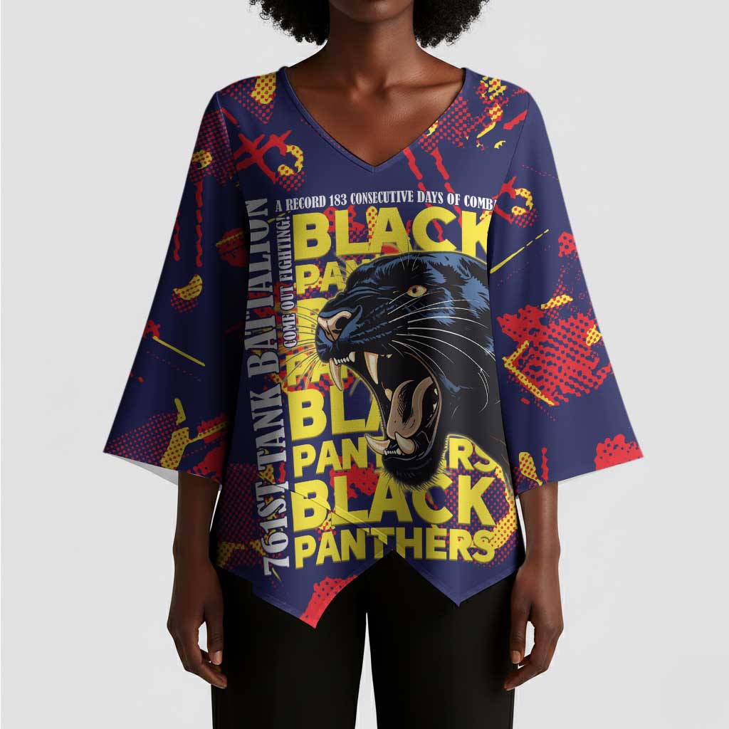 761st Tank Battalion Black Panthers Kimono Sleeve Blouse Legendary African American WWII - Wonder Print Shop