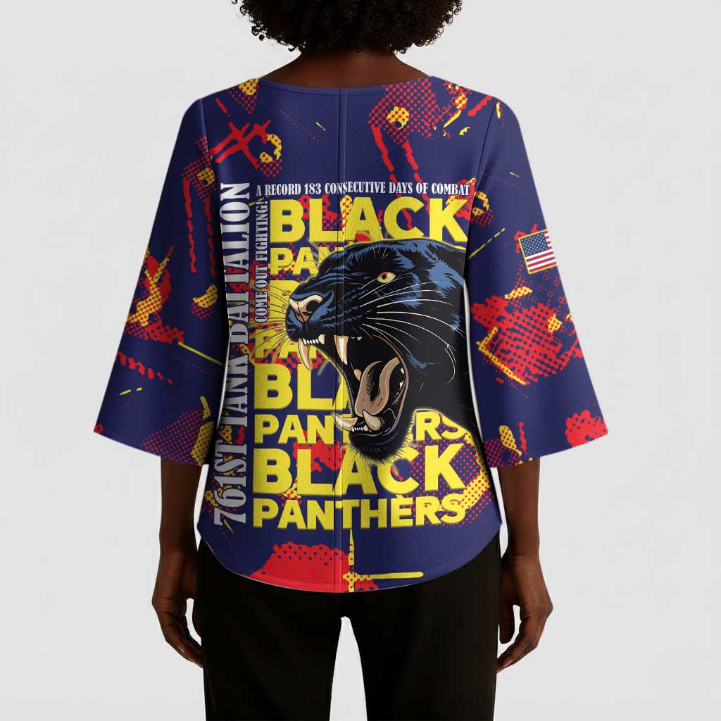 761st Tank Battalion Black Panthers Kimono Sleeve Blouse Legendary African American WWII - Wonder Print Shop