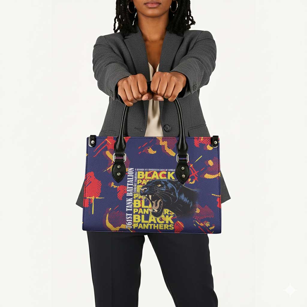 761st Tank Battalion Black Panthers Leather Bag Legendary African American WWII - Wonder Print Shop