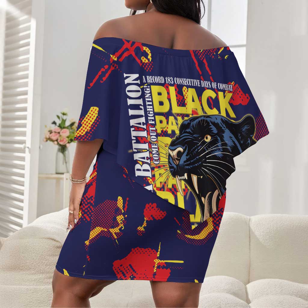 761st Tank Battalion Black Panthers Off Shoulder Short Dress Legendary African American WWII - Wonder Print Shop