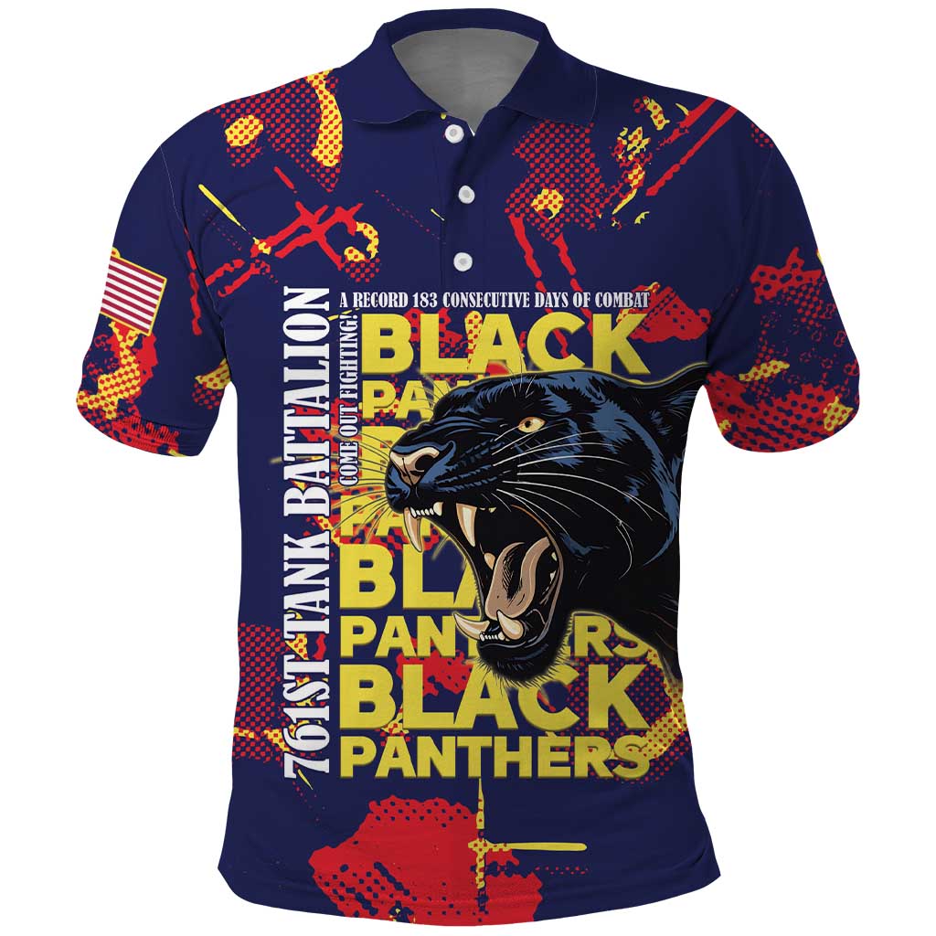 761st Tank Battalion Black Panthers Polo Shirt Legendary African American WWII - Wonder Print Shop