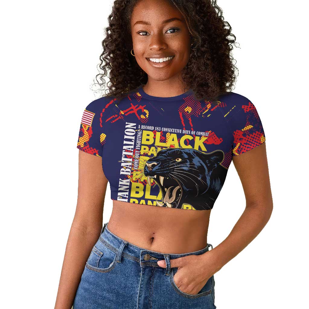 761st Tank Battalion Black Panthers Raglan Cropped T shirt Legendary African American WWII - Wonder Print Shop