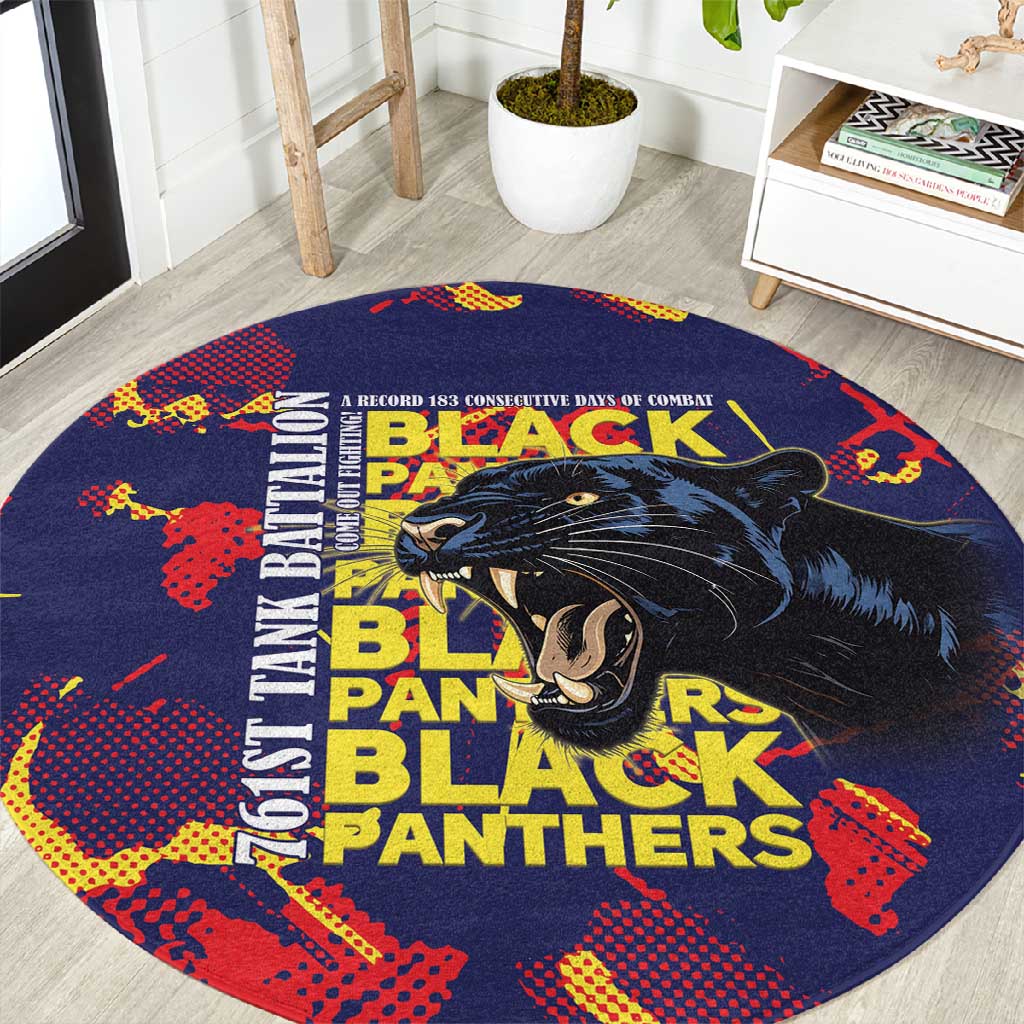761st Tank Battalion Black Panthers Round Carpet Legendary African American WWII - Wonder Print Shop
