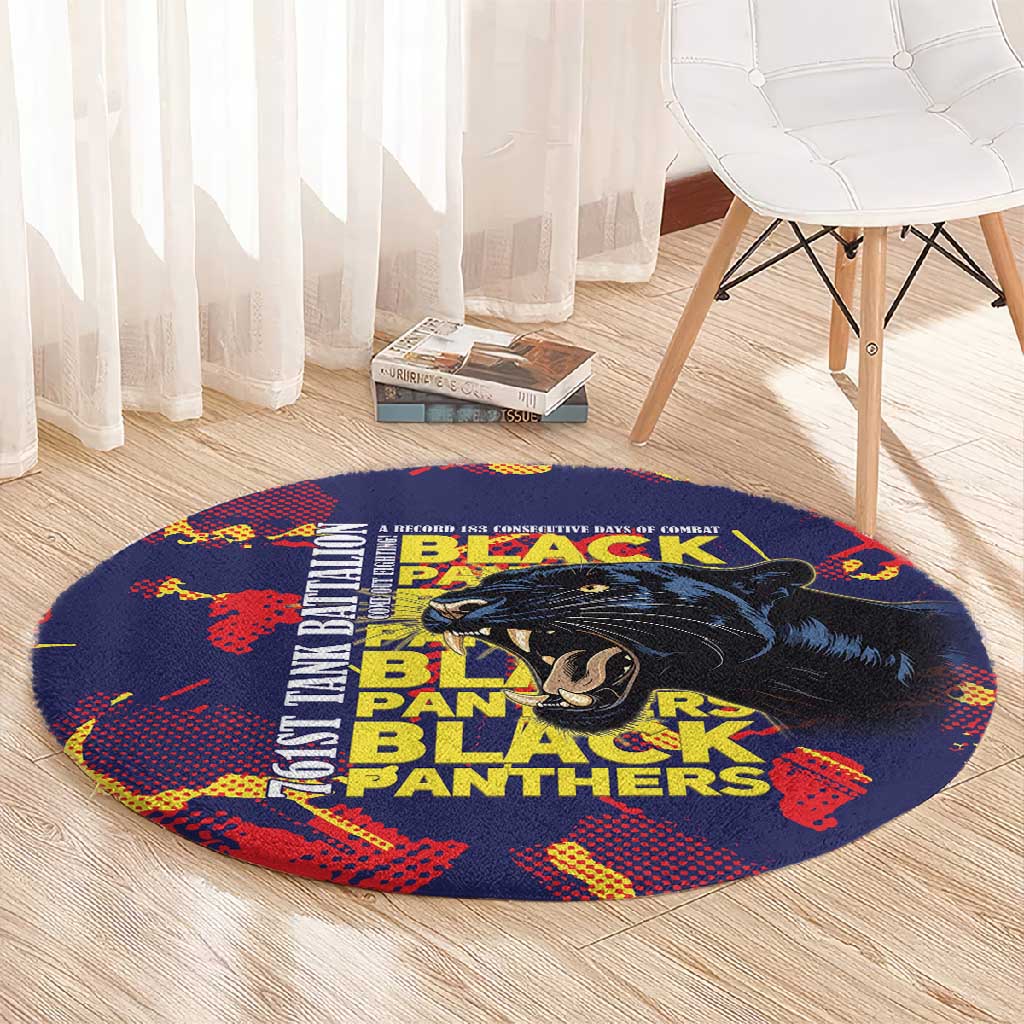 761st Tank Battalion Black Panthers Round Carpet Legendary African American WWII - Wonder Print Shop