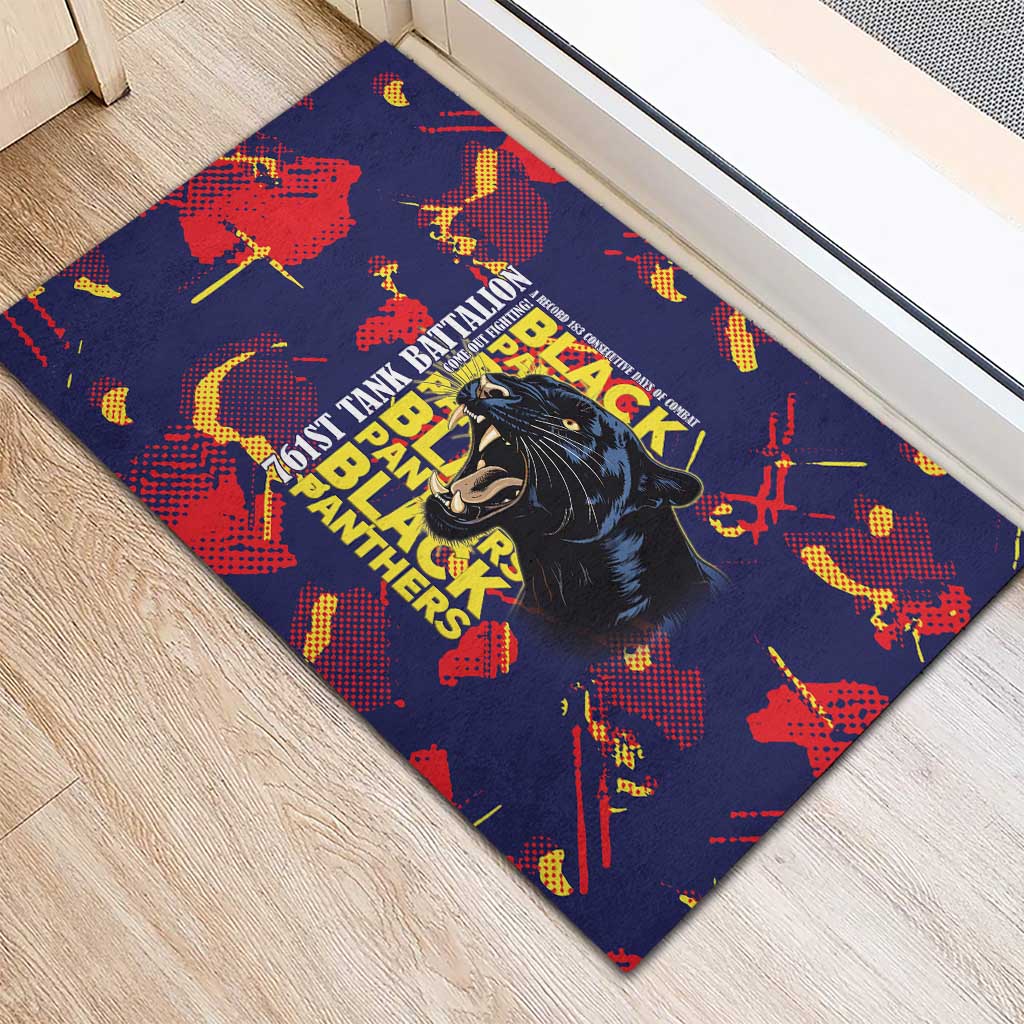 761st Tank Battalion Black Panthers Rubber Doormat Legendary African American WWII - Wonder Print Shop