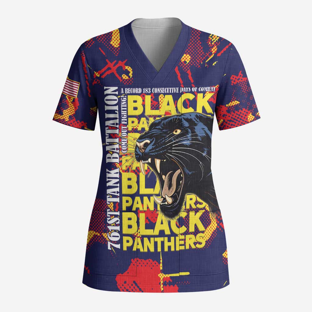 761st Tank Battalion Black Panthers Scrub Top Legendary African American WWII - Wonder Print Shop