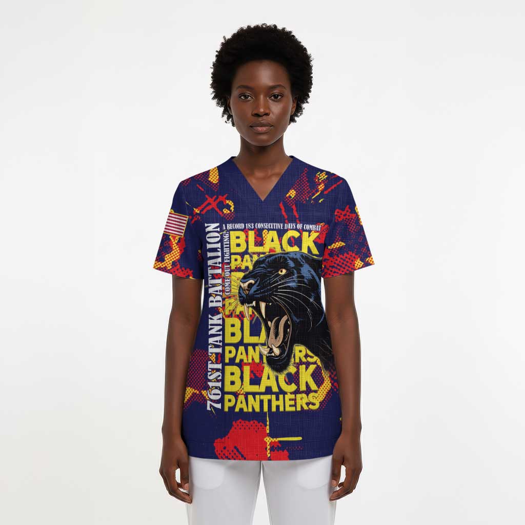 761st Tank Battalion Black Panthers Scrub Top Legendary African American WWII - Wonder Print Shop