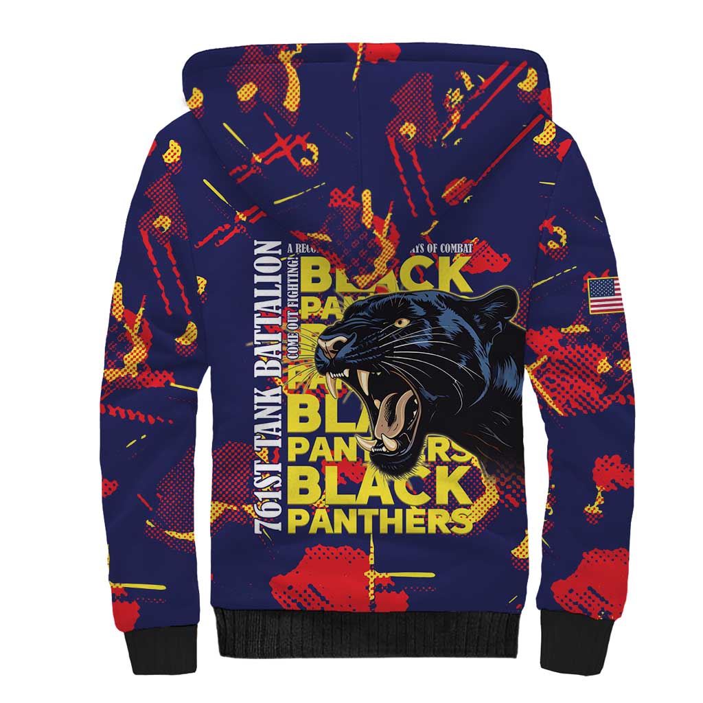 761st Tank Battalion Black Panthers Sherpa Hoodie Legendary African American WWII - Wonder Print Shop