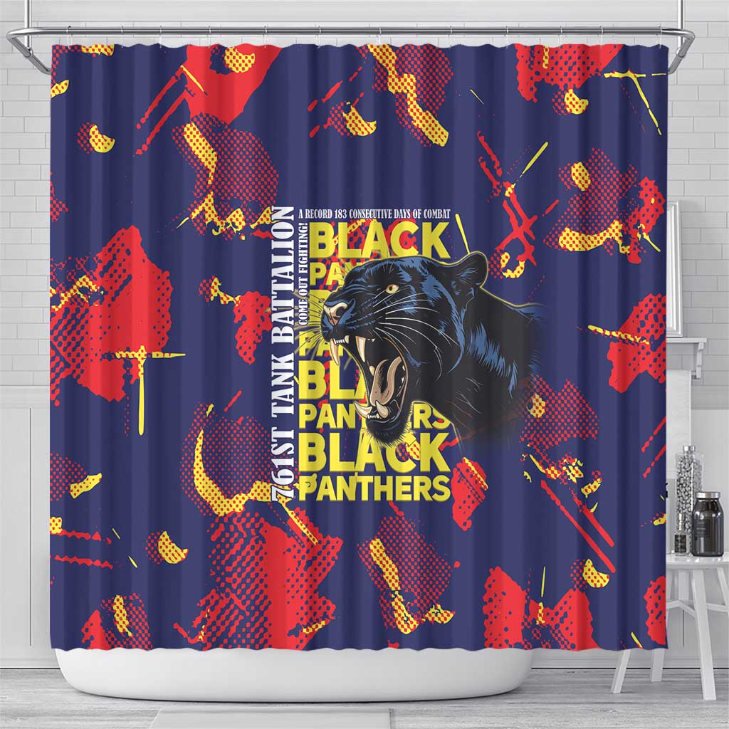 761st Tank Battalion Black Panthers Shower Curtain Legendary African American WWII - Wonder Print Shop