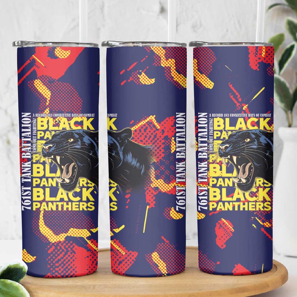 761st Tank Battalion Black Panthers Skinny Tumbler Legendary African American WWII - Wonder Print Shop
