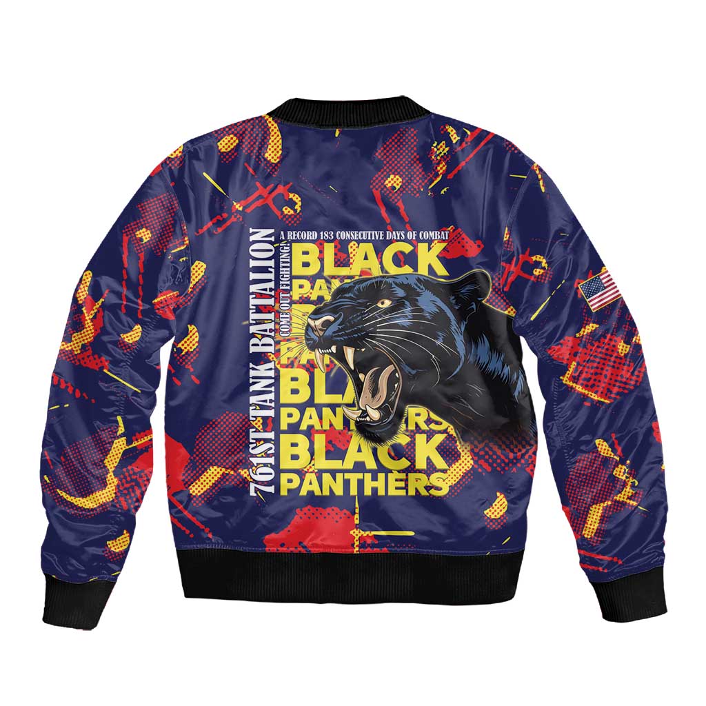 761st Tank Battalion Black Panthers Sleeve Zip Bomber Jacket Legendary African American WWII - Wonder Print Shop