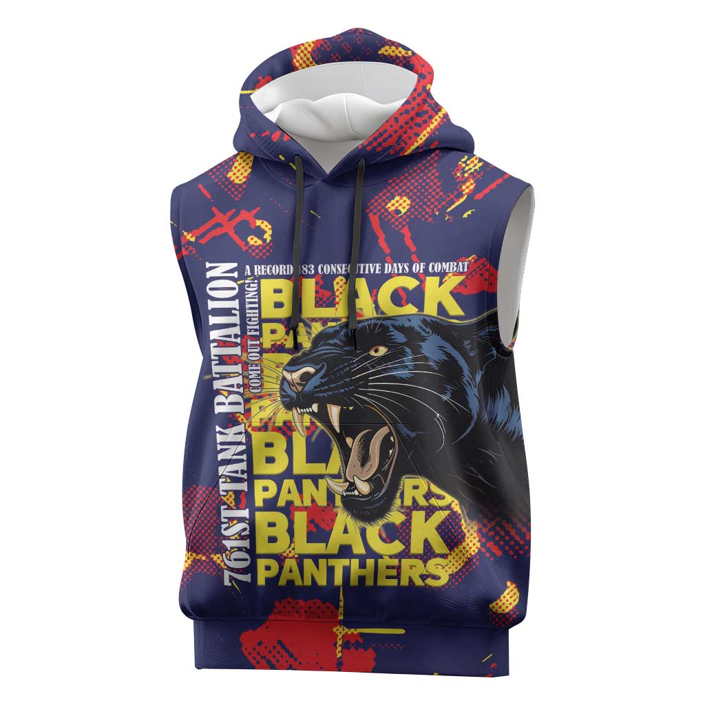 761st Tank Battalion Black Panthers Sleeveless Hoodie Legendary African American WWII - Wonder Print Shop