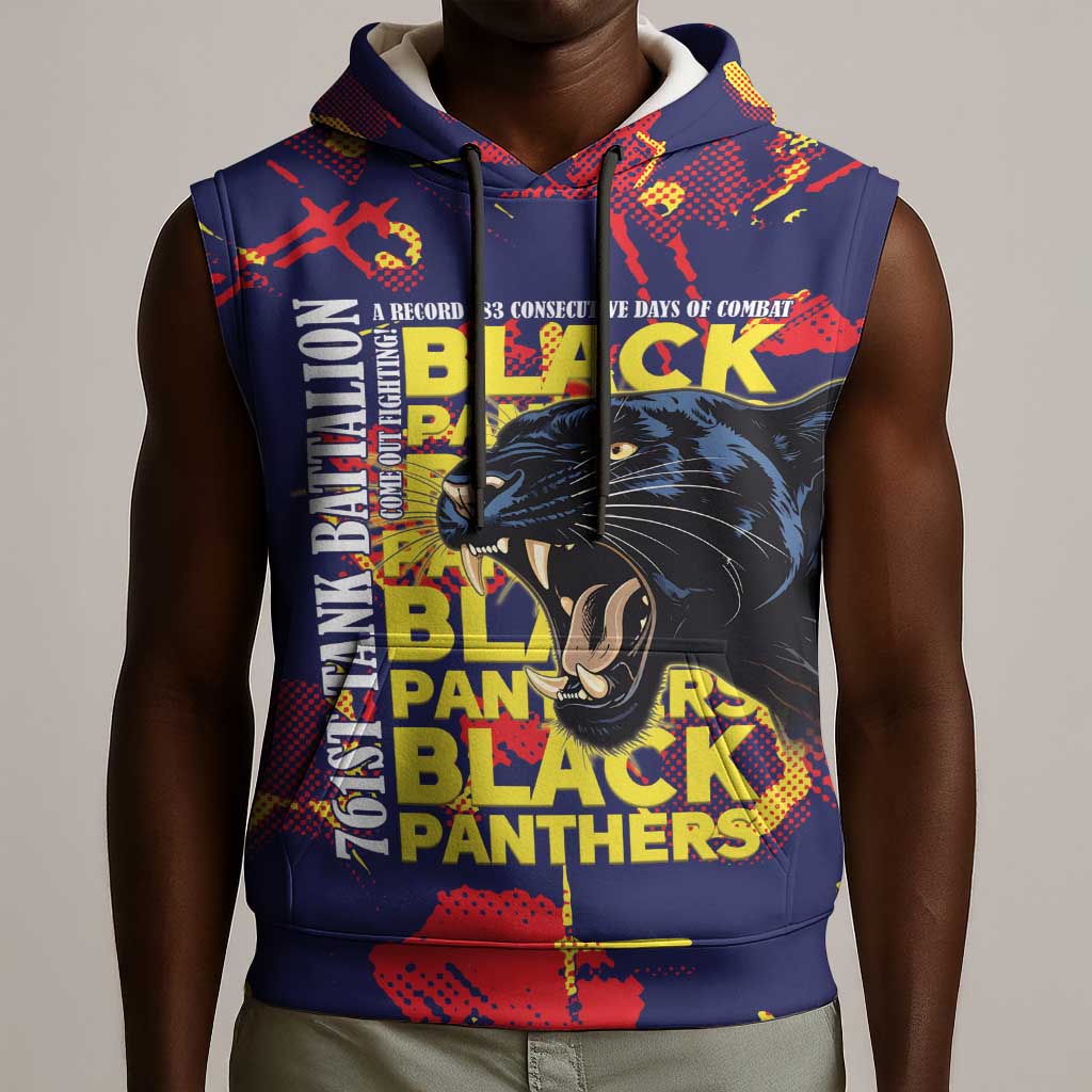 761st Tank Battalion Black Panthers Sleeveless Hoodie Legendary African American WWII - Wonder Print Shop