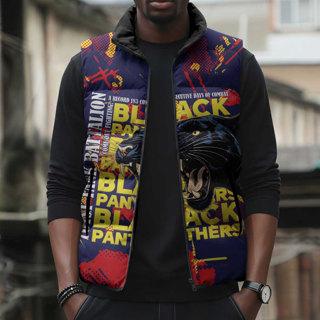 761st Tank Battalion Black Panthers Sleeveless Puffer Jacket Legendary African American WWII - Wonder Print Shop