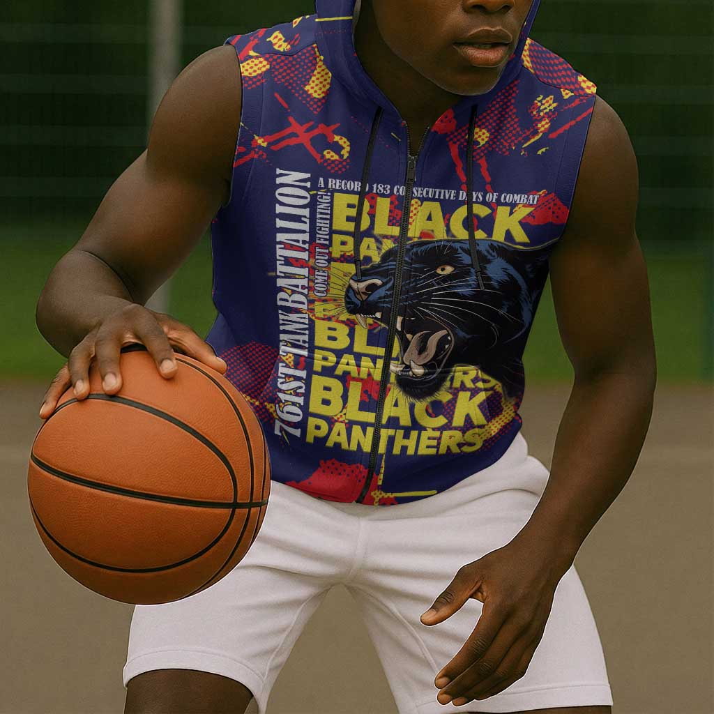 761st Tank Battalion Black Panthers Sleeveless Zip Hoodie Legendary African American WWII - Wonder Print Shop