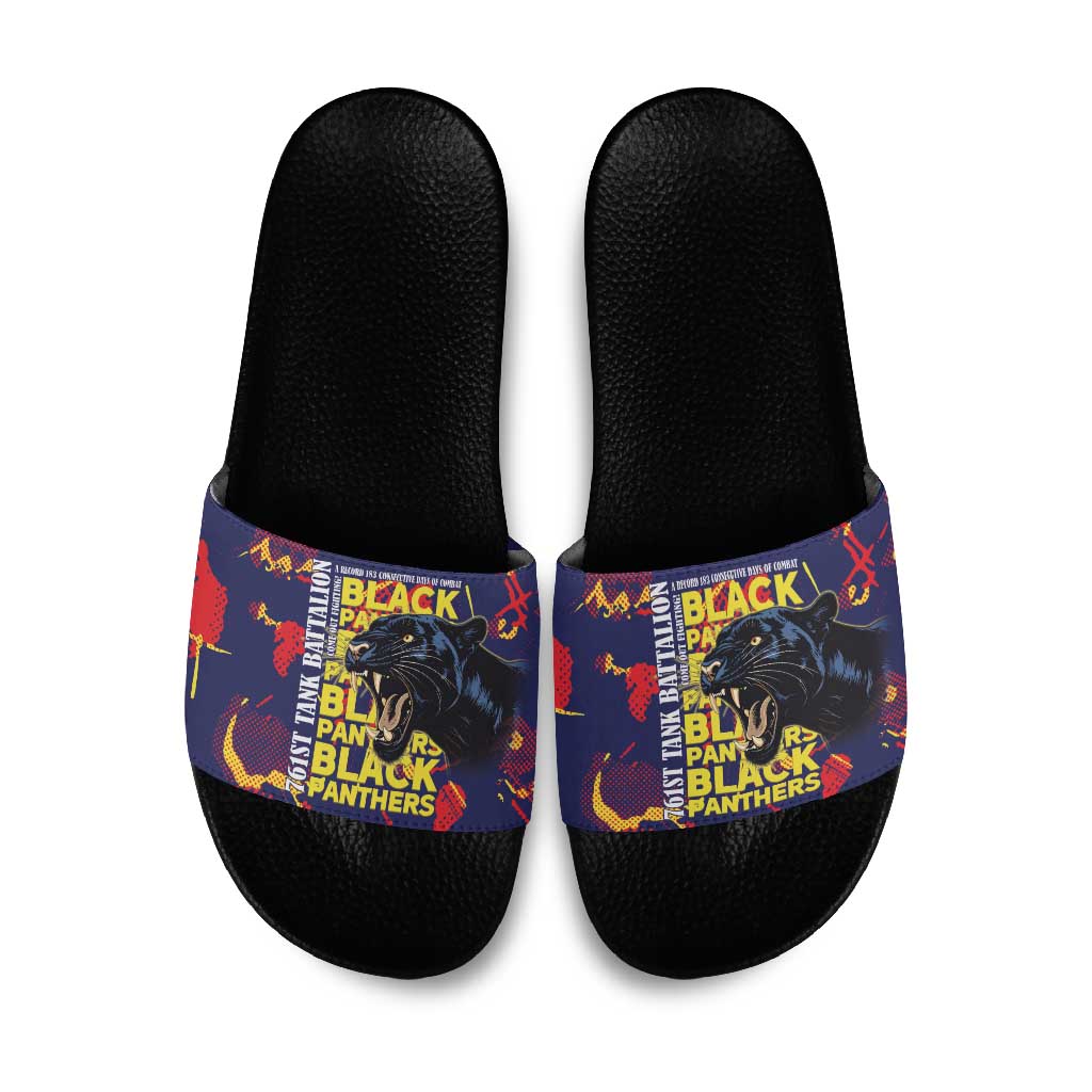 761st Tank Battalion Black Panthers Slide Sandals Legendary African American WWII - Wonder Print Shop