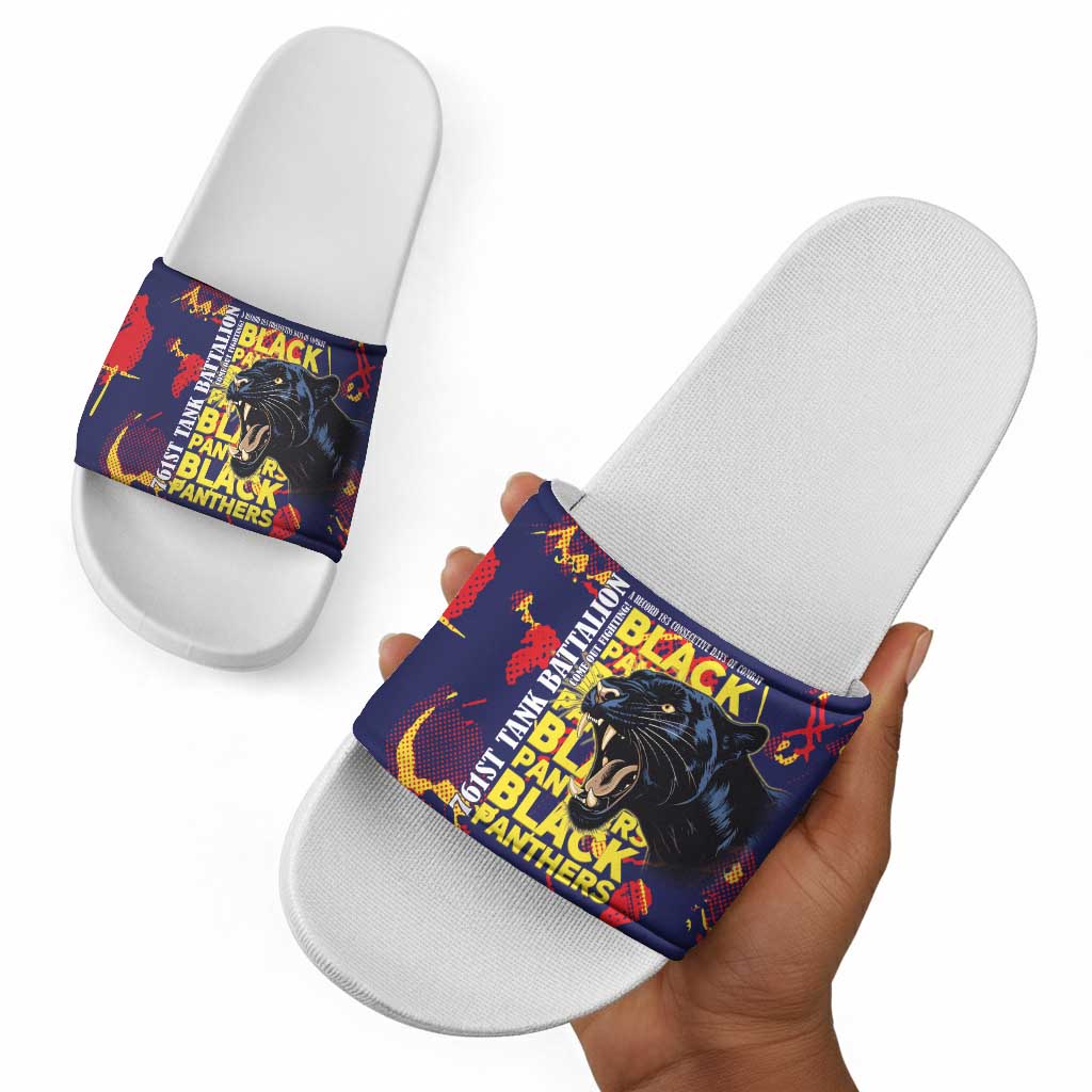 761st Tank Battalion Black Panthers Slide Sandals Legendary African American WWII - Wonder Print Shop