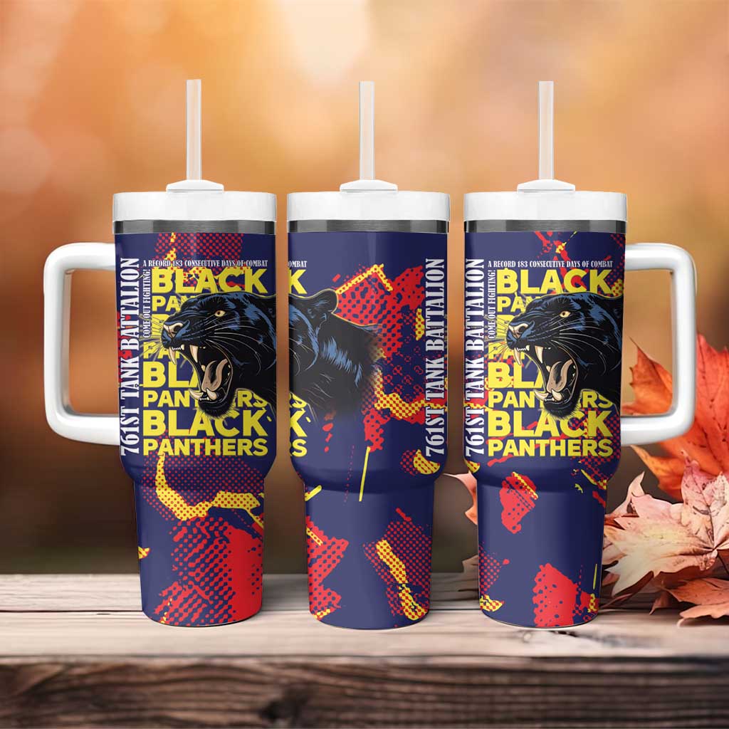 761st Tank Battalion Black Panthers Tumbler With Handle Legendary African American WWII - Wonder Print Shop