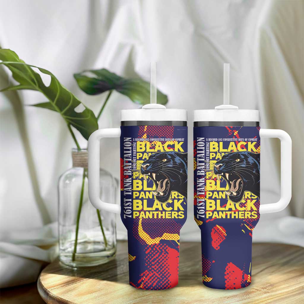 761st Tank Battalion Black Panthers Tumbler With Handle Legendary African American WWII - Wonder Print Shop