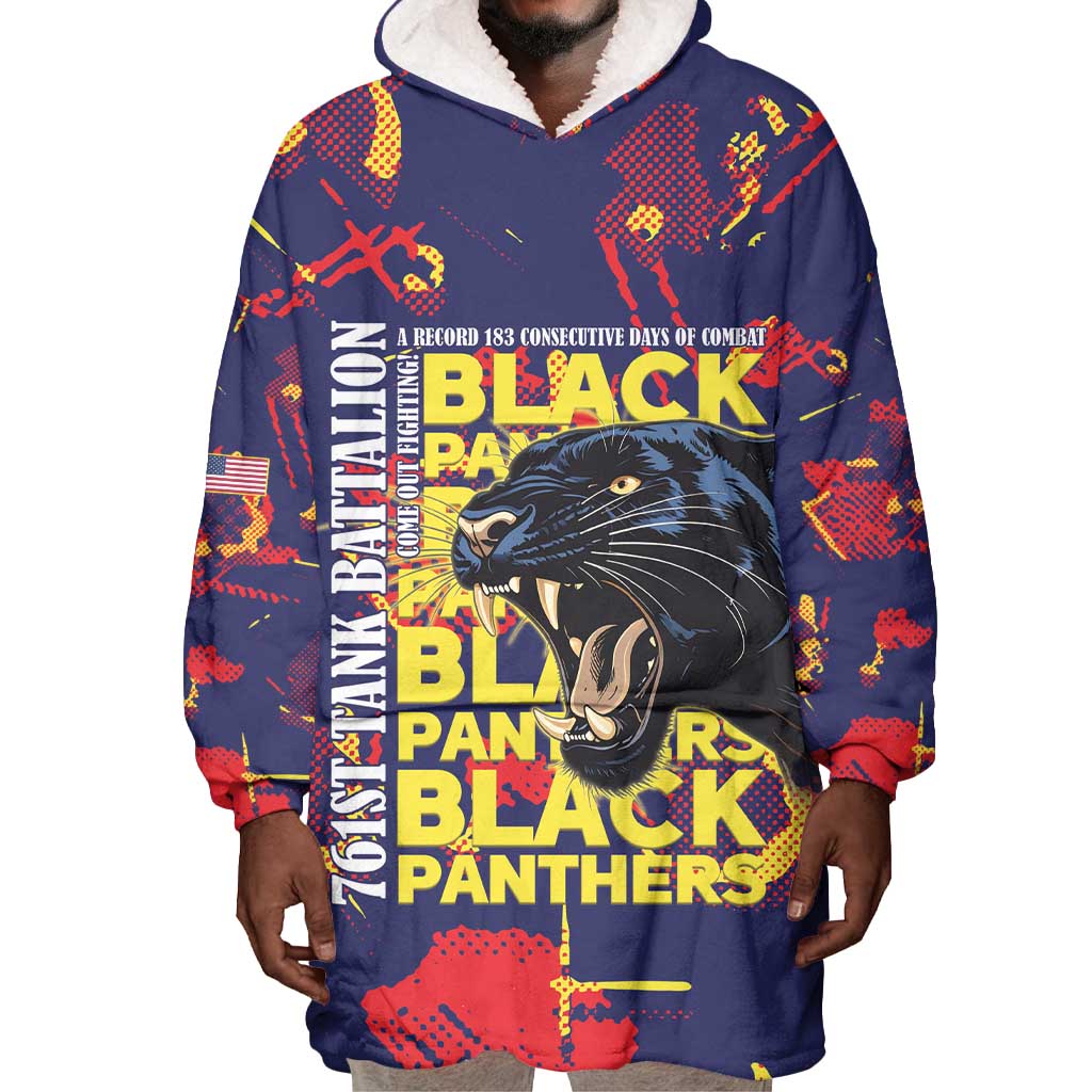 761st Tank Battalion Black Panthers Wearable Blanket Hoodie Legendary African American WWII - Wonder Print Shop