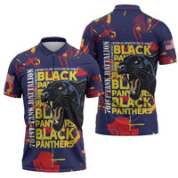 761st Tank Battalion Black Panthers Zipper Polo Shirt Legendary African American WWII - Wonder Print Shop