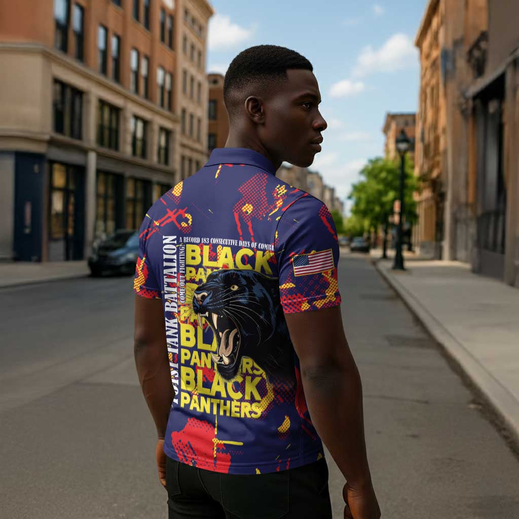 761st Tank Battalion Black Panthers Zipper Polo Shirt Legendary African American WWII - Wonder Print Shop