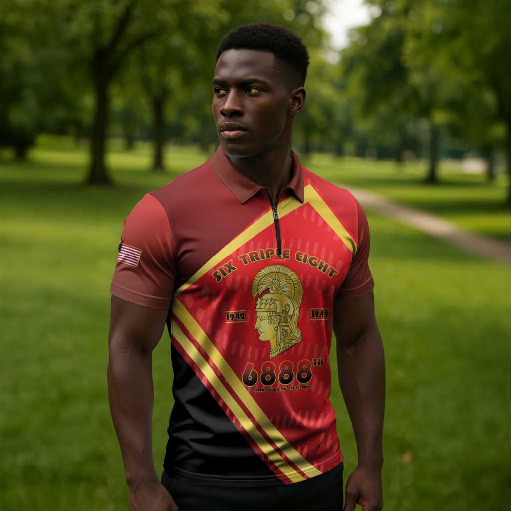 Six Triple Eight Legacy Zipper Polo Shirt 6888th Battalion 1942-1949